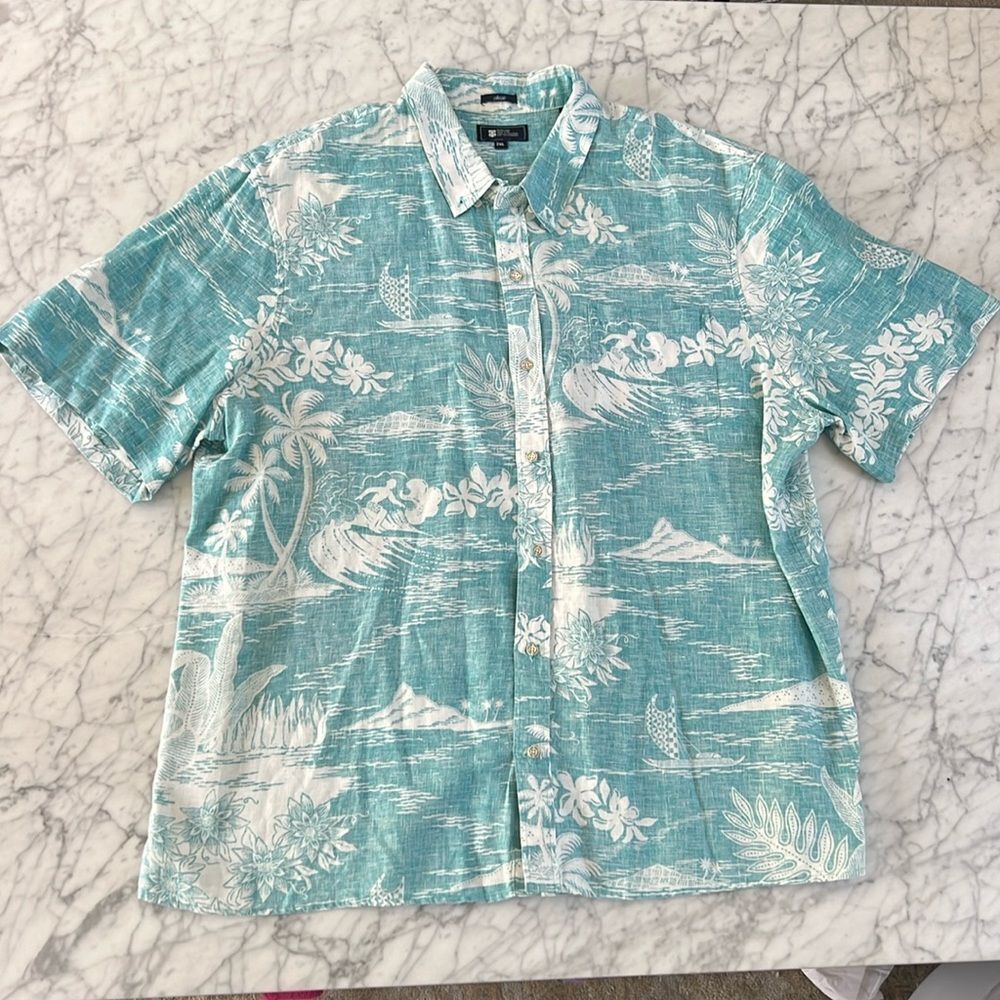 Indo Scene Camp Shirt by Reyn Spooner 100% linen XXL